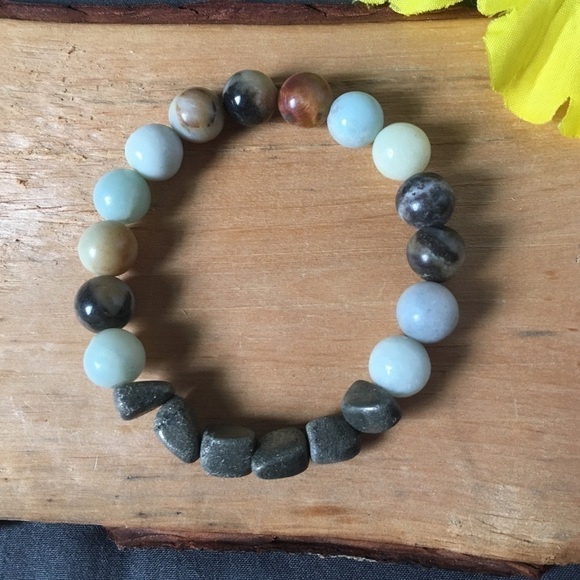 amazonite and pyritet bracelet - Picture 1 of 8